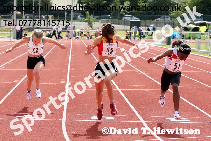 Girls under-13s 100 metres, Northern Under-13s, U-15s and 17s Championships. Photo: David T. Hewitson/Sports for All Pics